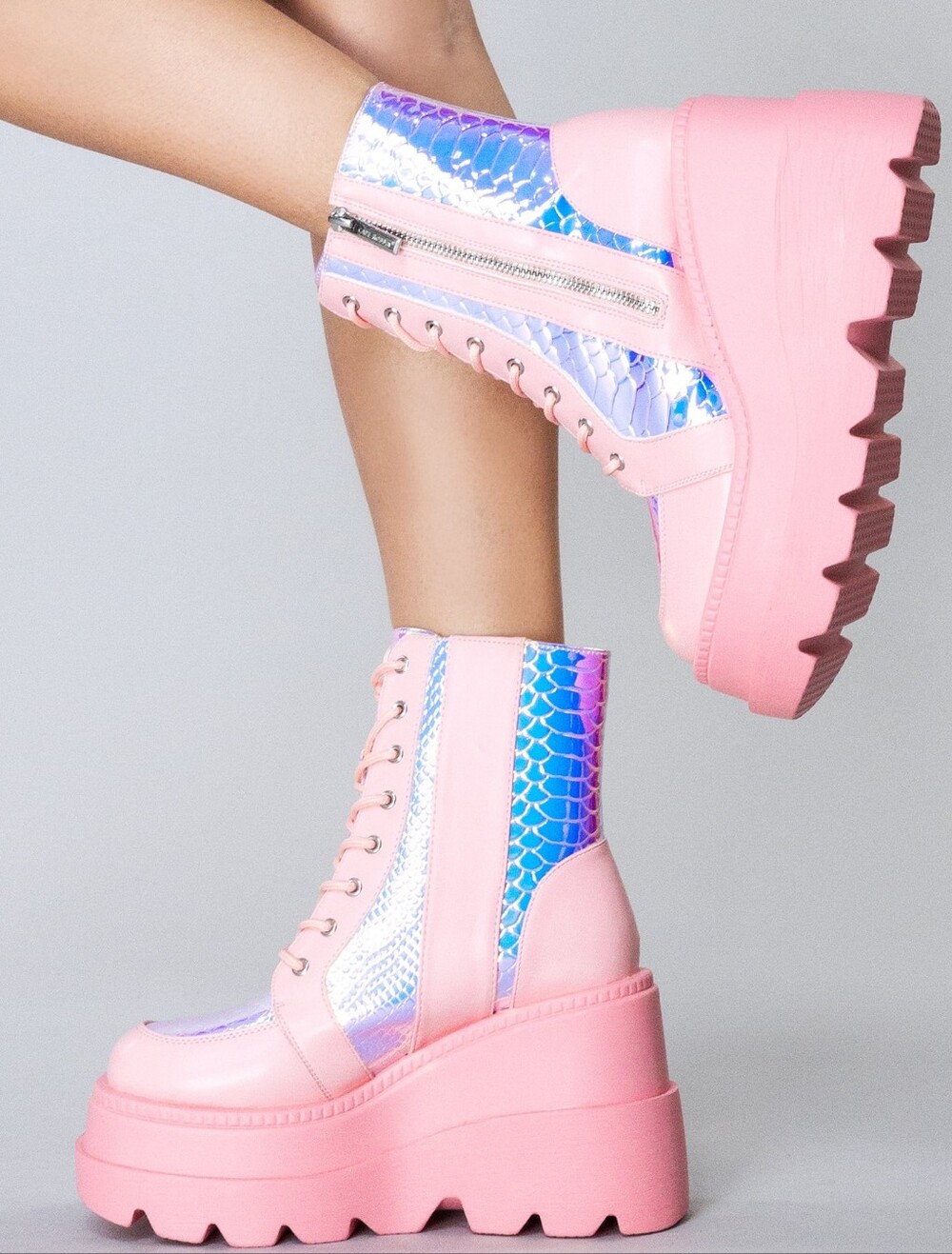 LASR Pink Poison Platform Boots